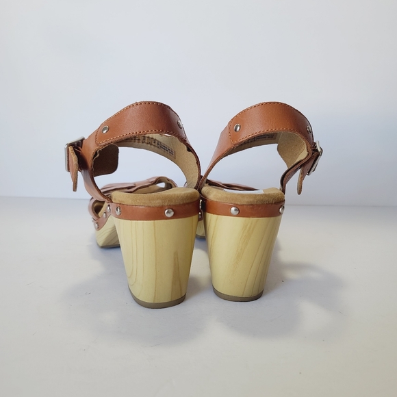 Clarks Brown Leather Platform Sandals Size 9 - Picture 4 of 8